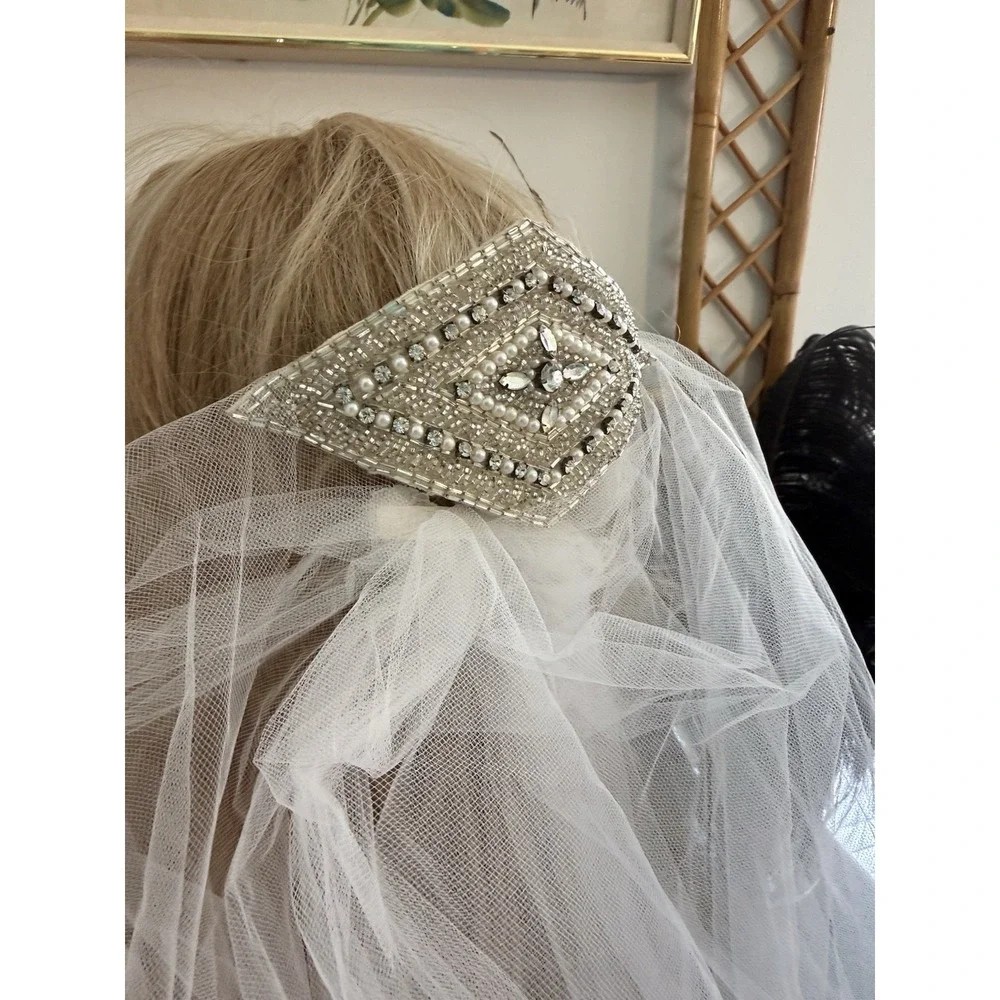 Art Deco Bridal‎ Hair Comb Crystal Pearl Beaded Wedding Headpiece Vintage 5.5